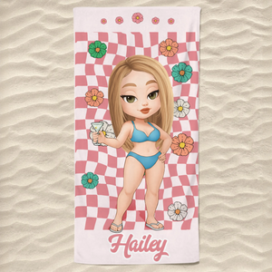 Custom Beach Towel - Personalized Summer Vacation And Travel Gifts For Women - Tropical Vibes All Day