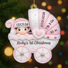 Custom Acrylic Ornament - Personalized Christmas Baby Shower, Gender Reveal Gifts For New Moms, New Dads, New Parents - Baby’s First Christmas Joyride