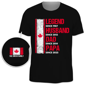 Custom Unisex T-Shirt With Design On Sleeve - Personalized Birthday Gifts For Dad, Grandpa - Timeless Love In Every Tribute