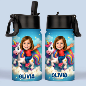 Custom Photo 3D Inflated Effect Printed Kids Water Bottle - Personalized Back To School Gifts For Kids - Roar Into Every Adventure
