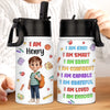 Custom 3D Inflated Effect Printed Kids Water Bottle - Personalized Back To School Gifts For Kids - I Am Brave Bold And Smart