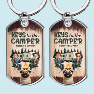 Custom Keychain - Personalized Birthday Camping Gifts For Husband And Wife, Dog Cat Lovers - Camper Vibes Only