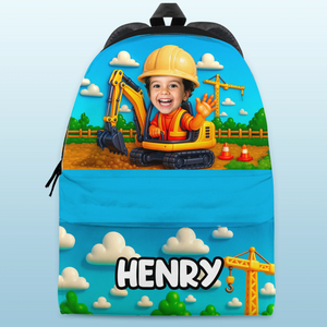Custom Photo Kids Backpack - Personalized Back To School Gifts For Kids - Brave Little Firefighter Hero