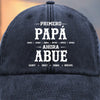 Gorra de Béisbol Personalizada de Mezclilla Vintage Lavada – Regalos de Cumpleaños Personalizados para Papá, Abuelo – Primero Papá, Ahora Abue