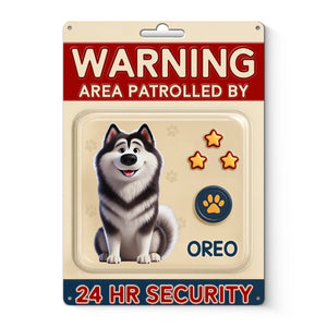 Custom Home Decor Metal Sign - Personalized Birthday Gifts For Dog Lovers, Dog Dad And Mom - Fluffy Security On Duty
