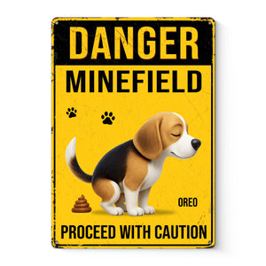 Panneau décoratif personnalisé en métal - Cadeaux d'anniversaire personnalisés pour les amoureux des chiens, papas et mamans - Zone de crottes en cours