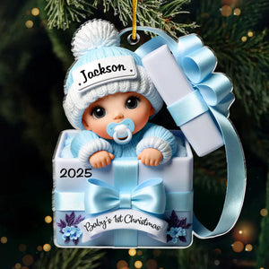 Custom Acrylic Ornament - Personalized Christmas Baby Shower, Gender Reveal Gifts For New Moms, New Dads, New Parents - Our Little Bundle's First Holiday Season