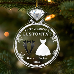 Custom Acrylic Ornament - Personalized Anniversary Christmas Wedding Gifts For Husband And Wife, Him And Her - Newlywed Christmas Vibes