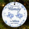 Custom Long Distance Ceramic Ornament - Personalized Christmas Birthday Gifts For Mom, Dad, Kids - No Map Can Measure Love