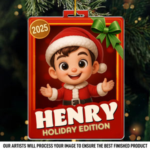 Custom Photo Acrylic Ornament - Personalized Christmas Birthday Gifts For Mom, Dad, Kids - Santa’s Newest Helper