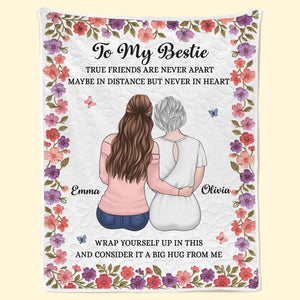 Custom Blanket - Personalized Best Friend Birthday Gifts For Women, Besties, Sisters, BFF - True Friends, Always Near