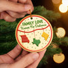 Custom Long Distance Ceramic Ornament - Personalized Christmas Birthday Gifts For Mom, Dad, Kids - No Matter The Map, Love Connects Us