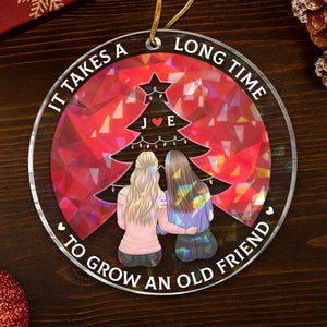 Custom Hologram Acrylic Ornament - Personalized Christmas Best Friend Birthday Gifts For Women, Besties, Sisters, BFF - Side By Side, Year By Year
