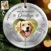 Custom Photo Ceramic Ornament - Personalized Pet Christmas Memorial Sympathy Gifts For Dogs, Cats - My Angel With Paws