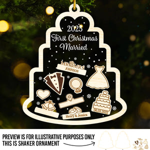 Custom 3 Layers Shaker Ornament - Personalized Anniversary Christmas Wedding Gifts For Husband And Wife, Him And Her - Where Love Begins And Never Ends