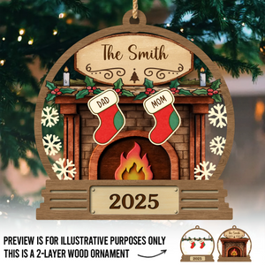 Custom Double Layer Wooden Ornament - Personalized Christmas Birthday Gifts For Mom, Dad, Kids - Love Wrapped In Stockings