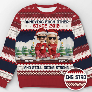 Custom Unisex Ugly Sweatshirt - Personalized Anniversary Christmas Wedding Gifts For Husband And Wife, Him And Her - Merry Fights, Happy Nights