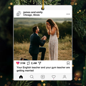 Custom Photo Acrylic Ornament - Personalized Anniversary Christmas Wedding Gifts For Husband And Wife, Him And Her - Heart Stolen, Ring Given