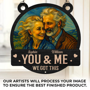 Custom Photo Wood And Acrylic Suncatcher With Crystal Prism - Personalized Anniversary Wedding Gifts For Husband And Wife, Him And Her - Growing Old, Glowing Love