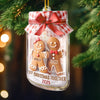 Custom First Christmas Acrylic Ornament - Personalized Anniversary Christmas Wedding Gifts For Husband And Wife, Him And Her - Gingerbread Hearts Together