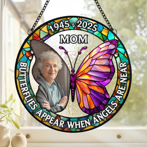 Custom Photo Stained Glass Window Hanging Suncatcher - Personalized Memorial Sympathy Gifts For Loss Of Mom, Dad - I'm Always With You