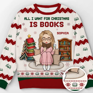 Custom Unisex Ugly Sweatshirt - Personalized Christmas Bookish Gifts For Book Lovers, Bookworms, Readers - Santa Knows I’d Rather Be Reading