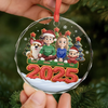 Custom Circle Glass Ornament - Personalized Christmas Birthday Gifts For Family, Dog Cat Lovers - Together Forever Never Apart