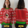 Custom Unisex Ugly Sweatshirt - Personalized Christmas Birthday Gifts For Dog Lovers, Dog Dad And Mom - Service Human On Duty