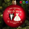 Custom First Christmas Colored Ball Ornament - Personalized Engaged Anniversary Christmas Wedding Gifts For Husband And Wife, Him And Her - Just Wed, Just Blessed