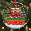 Custom Circle Glass Ornament - Personalized Christmas Birthday Gifts For Family, Dog Cat Lovers - Together Forever Never Apart