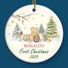 Custom Ceramic First Christmas Ornament - Personalized Christmas Baby Shower, Gifts For New Moms, New Dads, New Parents - Santa’s Littlest Fan