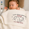 Custom Elephant Embroidered Knitted Baby Blanket - Personalized Baby Shower, Gifts For New Moms, New Dads, New Parents - Precious Beginnings Wrapped In Love
