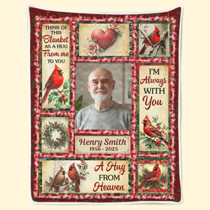 Custom Photo Cardinal Blanket - Personalized Christmas Memorial Sympathy Gifts For Loss Of Mom, Dad - Always Remembered Never Forgotten