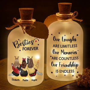 Custom Glass Bottle LED Light - Personalized Christmas Best Friend Birthday Gifts For Women, Besties, Sisters, BFF - Together Forever Through Every Moment