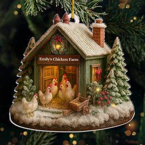 Custom Wood Ornament - Personalized Christmas Birthday Gifts For Women, Men - Chicken Love, Farm Life, Christmas Joy