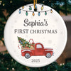 Custom Baby First Christmas Ceramic Ornament - Personalized Christmas Baby Shower, Gifts For New Moms, New Dads, New Parents - Tiny Wonders Light The First Christmas