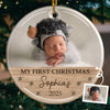 Custom Photo Baby First Christmas Ceramic Ornament - Personalized Christmas Baby Shower, Gifts For New Moms, New Dads, New Parents - Small Hands Big Christmas Magic