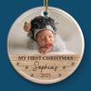 Custom Photo Baby First Christmas Ceramic Ornament - Personalized Christmas Baby Shower, Gifts For New Moms, New Dads, New Parents - Small Hands Big Christmas Magic