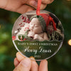 Custom Photo Baby First Christmas Glass Ornament - Personalized Christmas Baby Shower, Gifts For New Moms, New Dads, New Parents - Our Holiday Angel