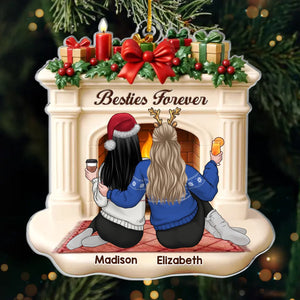 Custom Acrylic Ornament - Personalized Best Friend Christmas Birthday Gifts For Women, Besties, Sisters, BFF - Side By Side Through It All