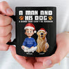 Custom Black Mug - Personalized Christmas Birthday Gifts For Dog Lovers, Dog Dad And Mom - A Man And His Dog, Unbreakable Bond