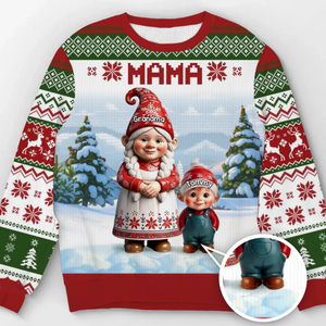 Custom Gnome Unisex Ugly Sweatshirt - Personalized Christmas Birthday Gifts For Mom, Grandma - Christmas Magic Shared Across Generations