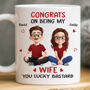 Custom Mug - Personalized Anniversary Wedding Gifts For Husband And Wife, Him And Her - Lucky To Have Me