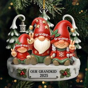 Custom Gnome Acrylic Ornament - Personalized Christmas Birthday Gifts For Grandpa, Grandma - Holiday Magic Grows With Every Gnome