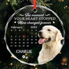 Custom Photo Circle Glass Ornament - Personalized Pet Christmas Memorial Sympathy Gifts For Dogs, Cats - Cherished Paws Forever In Our Hearts