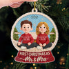 Custom Crochet Acrylic Ornament - Personalized Anniversary Christmas Wedding Gifts For Husband And Wife, Him And Her - Crochet Couple, Christmas Cuddle