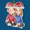 Custom Crochet Acrylic Ornament - Personalized Anniversary Christmas Wedding Gifts For Husband And Wife, Him And Her - Hooked On Love