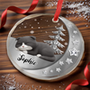Custom Circle Glass Ornament - Personalized Pet Christmas Memorial Sympathy For Cats - Magic Lives In Purrs