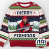 Custom Photo Unisex Ugly Sweatshirt - Personalized Christmas Birthday Fishing Gifts For Fisherman - This Fishmas, I’m The Real Catch