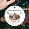 Custom Baby's First Christmas Grandparents Ceramic Ornament - Personalized Christmas Birthday Gifts For First Time Grandparents, Future Grandpa and Grandma, Family - Grandma And Grandpa Season